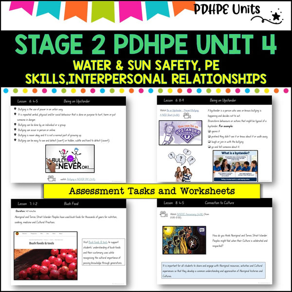 STAGE 2 UNIT 4 NSW Aligned PDHPE water, sun safety, movement skills, identity, interpersonal skills