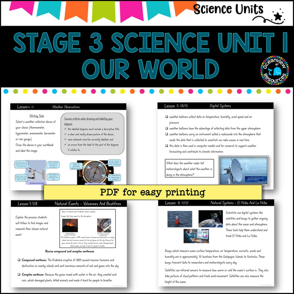 STAGE 3 UNIT 1 NSW Science Teaching Pack- Natural Events and Human Activities