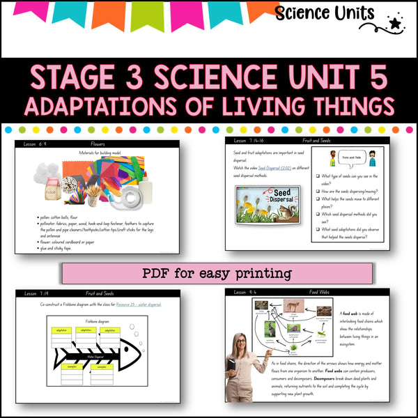 STAGE 3 UNIT 5 NSW aligned. Adaptations of living things. Grade 5-6