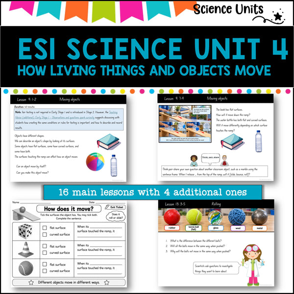 ES1 UNIT 4 NSW DET Science complete unit-HOW LIVING THINGS AND OBJECTS MOVE