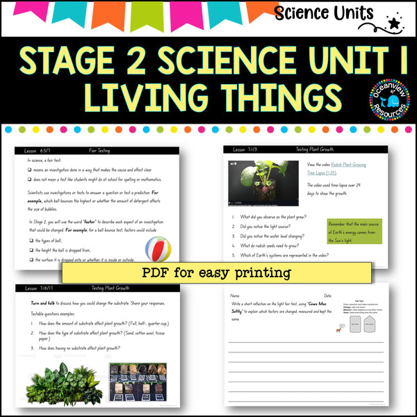 STAGE 2 UNIT 1 NSW Science Sample Teaching Pack- Living Things Years 3 and 4