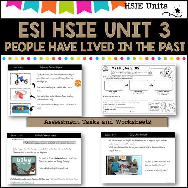 ES1 UNIT 3 NSW DET aligned HSIE Complete Unit- People have lived in the past