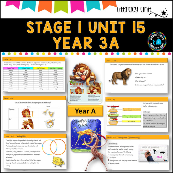 NSW DET Stage 1 English Unit 15 GIRAFFES CAN'T DANCE Component B TERM 3A