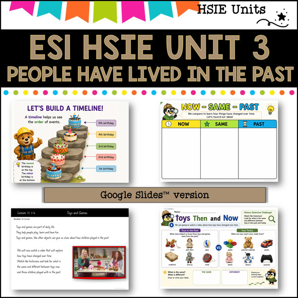 ES1 UNIT 3 NSW DET aligned HSIE Complete Unit- People have lived in the past