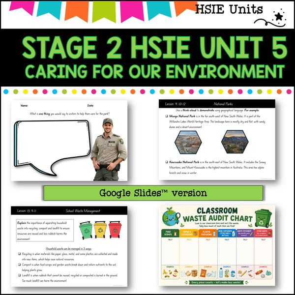 STAGE 2 UNIT 5 NSW DET aligned HSIE unit- caring for our environment grades 3-4