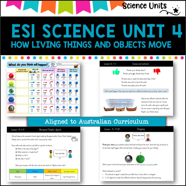 ES1 UNIT 4 NSW DET Science complete unit-HOW LIVING THINGS AND OBJECTS MOVE