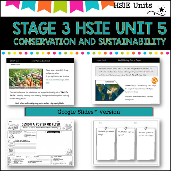 STAGE 3 UNIT 5 NSW DET HSIE Complete unit-Conservation and Sustainability