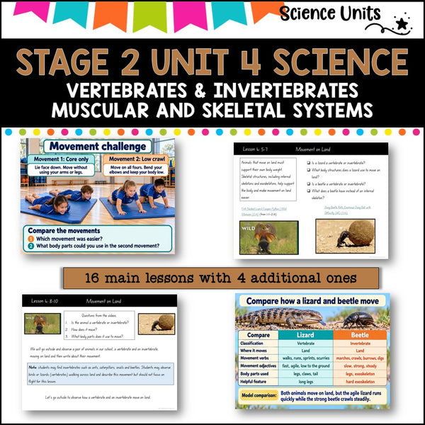 STAGE 2 UNIT 4 NSW SCIENCE 2025 vertebrates & invertebrates, muscle and skeletal