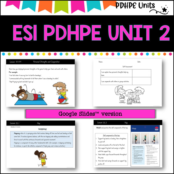ES1 kinder UNIT 2 NSW PDHPE Movement, Relationships, Identity, physical activity, personal identity