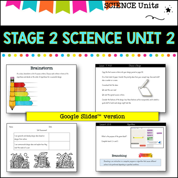 STAGE 2 UNIT 2 NSW aligned Science Design and Digital solutions yr 3 and 4