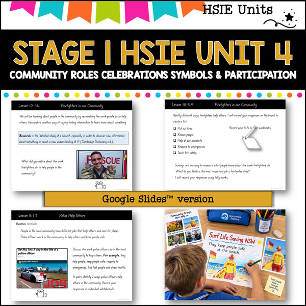 STAGE 1 UNIT 4 NSW DET HSIE community roles celebrations symbols & participation