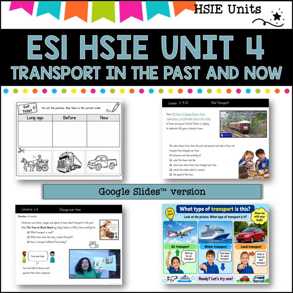 ES1 UNIT 4 NSW DET aligned HSIE Complete Unit- Transport then and now.(History)