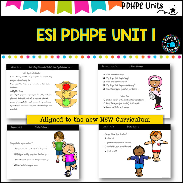 Share  ES 1 (kinder) UNIT 1 NSW PDHPE - Movement, Health, Relationships, Safety, wellbeing. identity, physical activity