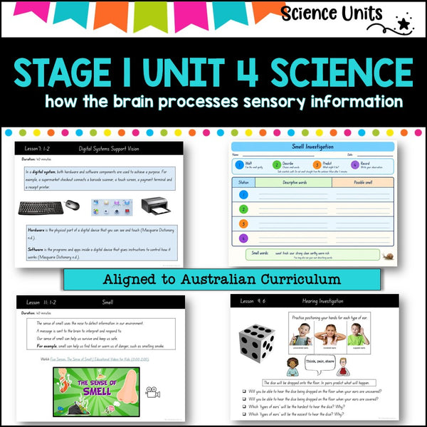 STAGE 1 UNIT 4 NSW aligned SCIENCE-how the brain processes sensory information