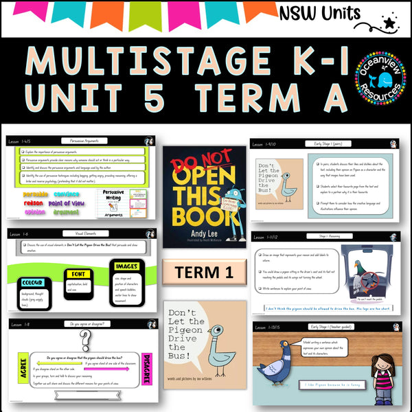 DON'T LET THE PIGEON DRIVE THE BUS MultiStage K-2 Unit 5 comp B ENGLISH TERM 1A NSW DET