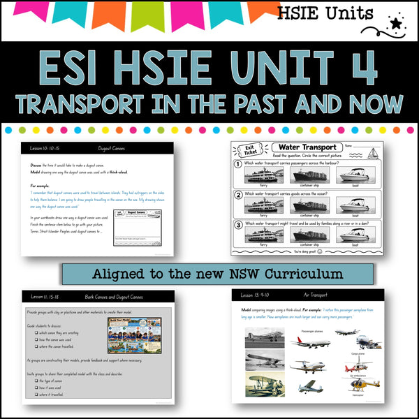 ES1 UNIT 4 NSW DET aligned HSIE Complete Unit- Transport then and now.(History)