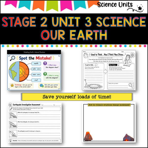 STAGE 2 UNIT 3 NSW Science- EARTH SCIENCES 2025 curriculum Complete Unit yrs 3-4
