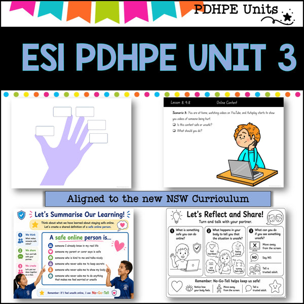 ES1 kinder UNIT 3 NSW PDHPE Complete Unit-safety, health, wellbeing, movement