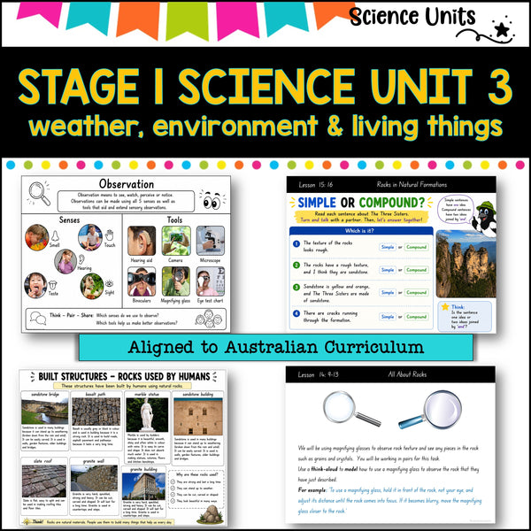 STAGE 1 UNIT 3 NSW aligned SCIENCE-weather, environments, and living things