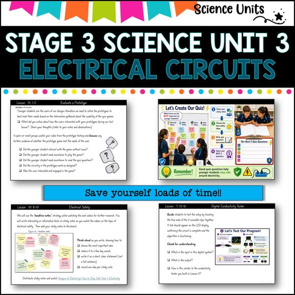 STAGE 3 UNIT 3 NSW COMPLETE Science Unit- ELECTRICAL CIRCUITS