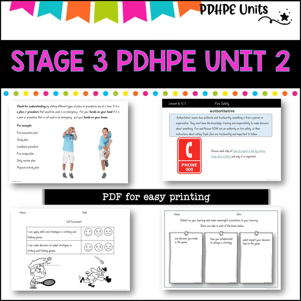 STAGE 3 UNIT 2 NSW PDHPE movement, safety, wellbeing, health, self management