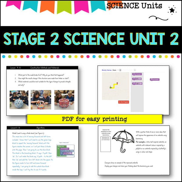 STAGE 2 UNIT 2 NSW aligned Science Design and Digital solutions yr 3 and 4