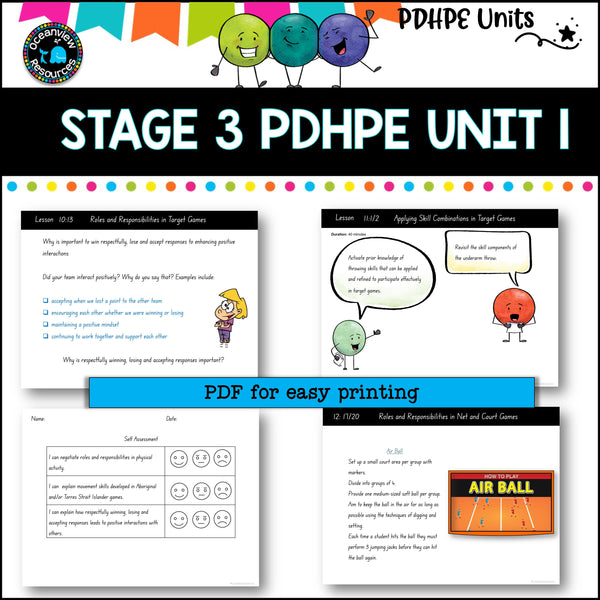 STAGE 3 UNIT 1 NSW PDHPE movement ,physical skills, interpersonal skills, Positive relationships