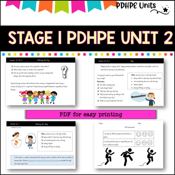 STAGE 1 UNIT 2 NSW PDHPE movement, respectful relationships, self management