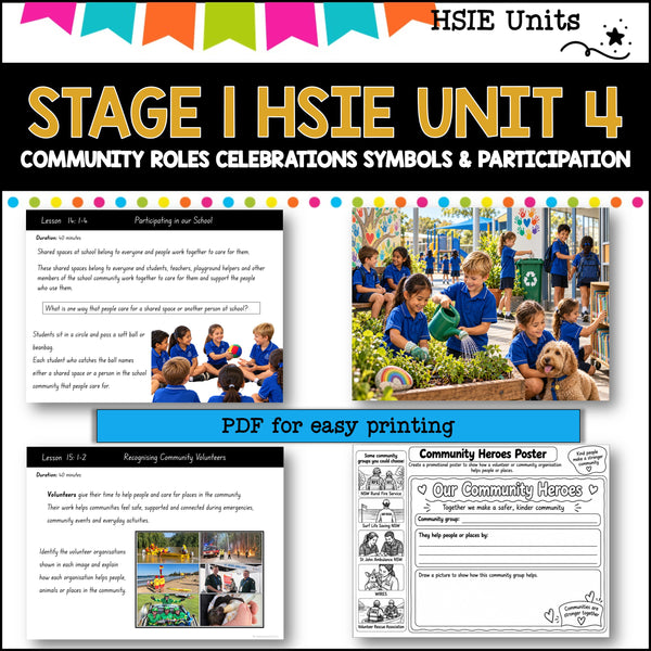 STAGE 1 UNIT 4 NSW DET HSIE community roles celebrations symbols & participation