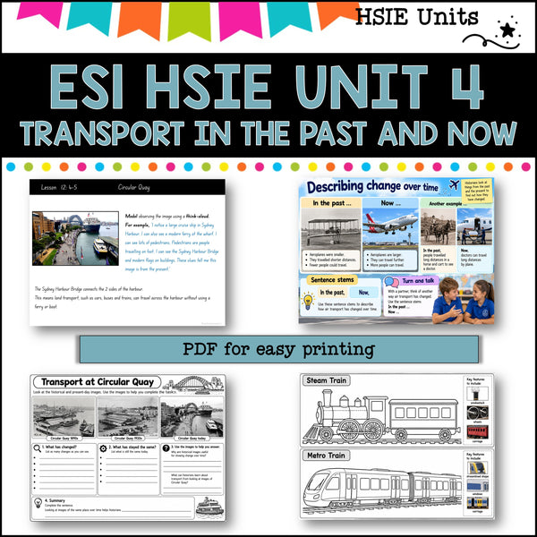ES1 UNIT 4 NSW DET aligned HSIE Complete Unit- Transport then and now.(History)