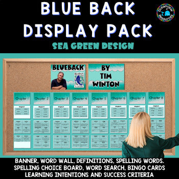 BLUEBACK - SEA GREEN, Banner-Word Wall, spelling , bingo, learning intentions