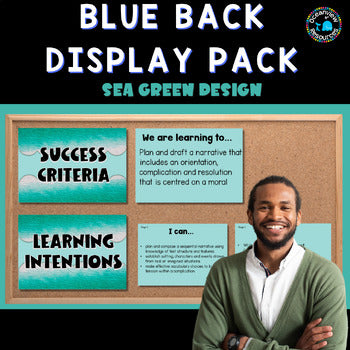 BLUEBACK - SEA GREEN, Banner-Word Wall, spelling , bingo, learning intentions