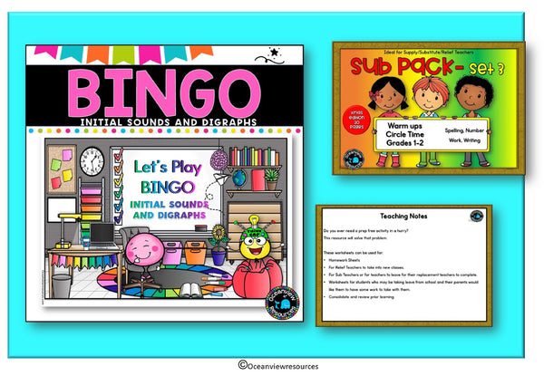 Bingo Cards- Complete set for initial sounds and Digraphs-