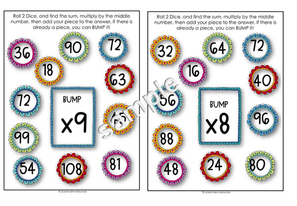 Multiplication Bump Game