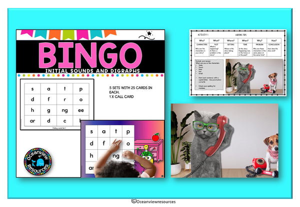 Bingo Cards- Complete set for initial sounds and Digraphs-