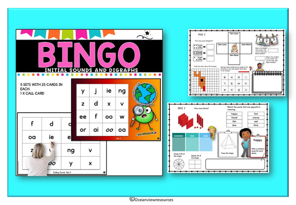 Bingo Cards- Complete set for initial sounds and Digraphs-