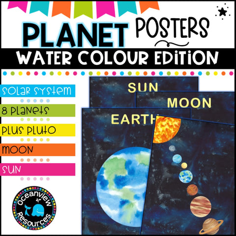 Planet Posters for Classroom use (Watercolour images)