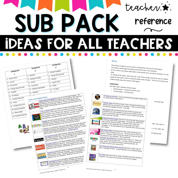 Relief and Substitute Teacher Handbook and Sub Plans