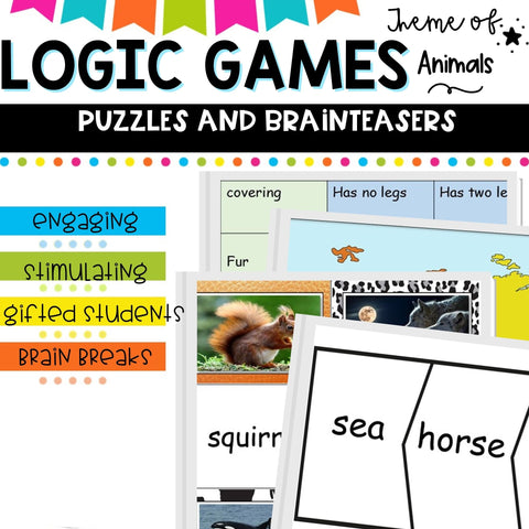 Math logic games and brain teasers - deductive reasoning pack(Animals)