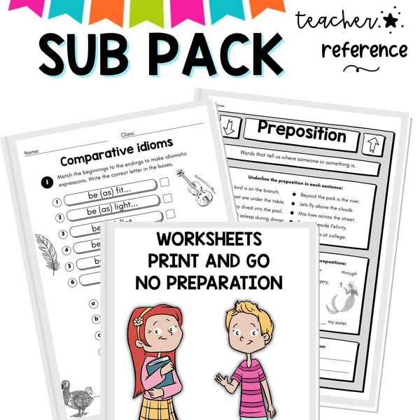 Substitute Teacher - Relief Teaching Activity Pack - Elementary grades 3-4