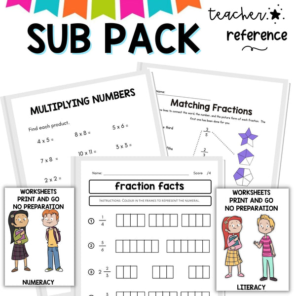 Substitute Teacher - Relief Teaching Activity Pack - Elementary grades 3-4