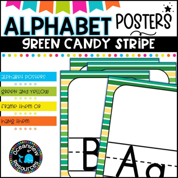 Alphabet Posters -  GREEN CANDY STRIPE