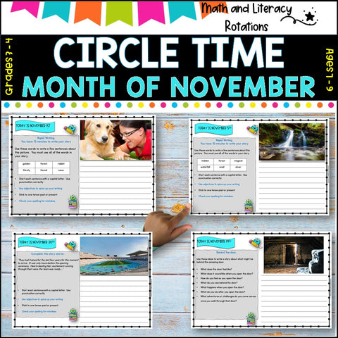 NOVEMBER NO Prep - SUB Pack -Literacy and Number -Grades 3-4 (30 days work)