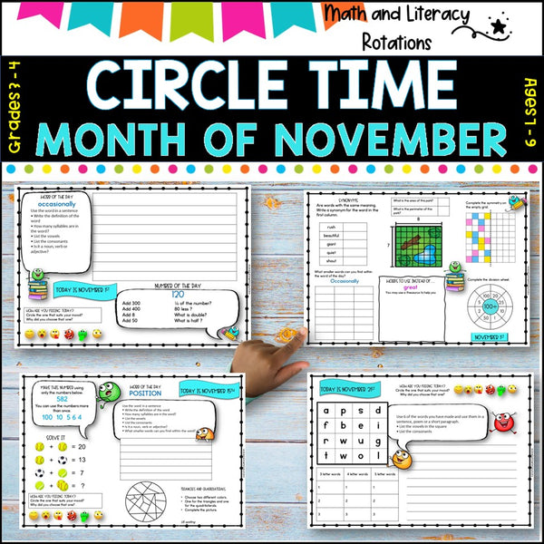 NOVEMBER NO Prep - SUB Pack -Literacy and Number -Grades 3-4 (30 days work)