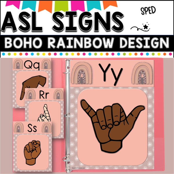 ASL Alphabet posters.  BOHO RAINBOW