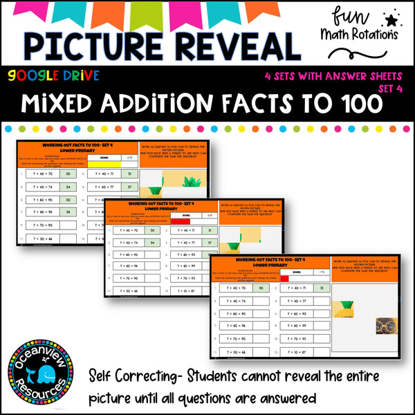 GOOGLE Picture Reveal doubles and near doubles with worksheets (4 sets)