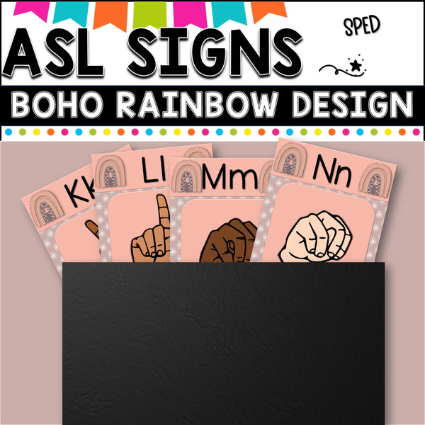 ASL Alphabet posters.  BOHO RAINBOW