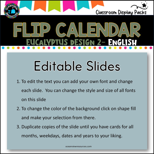 Perpetual Flip Calendars -dates, months, years - EUCALYPTUS 2 DESIGN