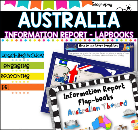 Australia Lapbooks I Information Report- I States-animals-landmarks-currency I