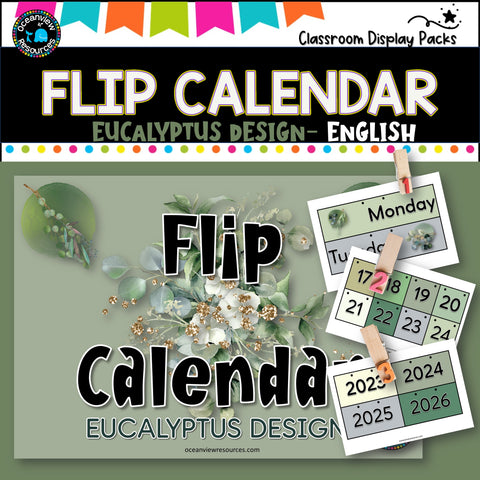 Perpetual Flip Calendars -dates, months, years - EUCALYPTUS 1 DESIGN